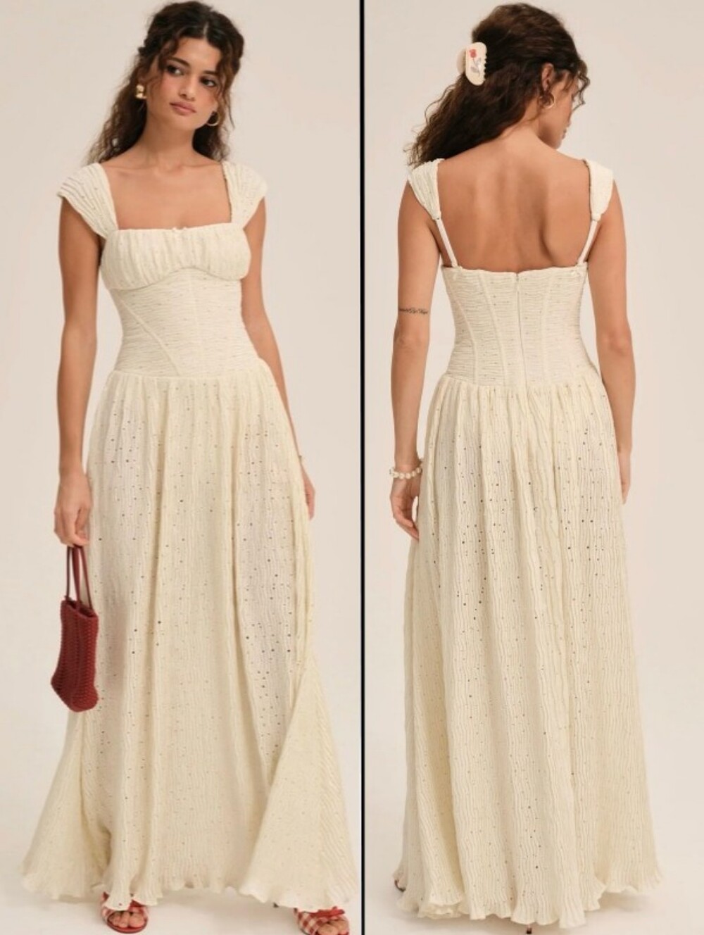 NEW For Love & Lemons Erika Bustier Maxi Dress Ivory Cream Size M Wedding Gown